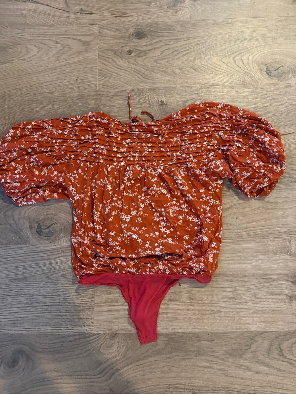 Free People Rust Floral Off-Shoulder Bodysuit